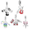925 Silver Music Rock Pendants Bracelet Charms DIY Jewelry Party Beads Exquisite Festival Gifts Accessories for Women Men