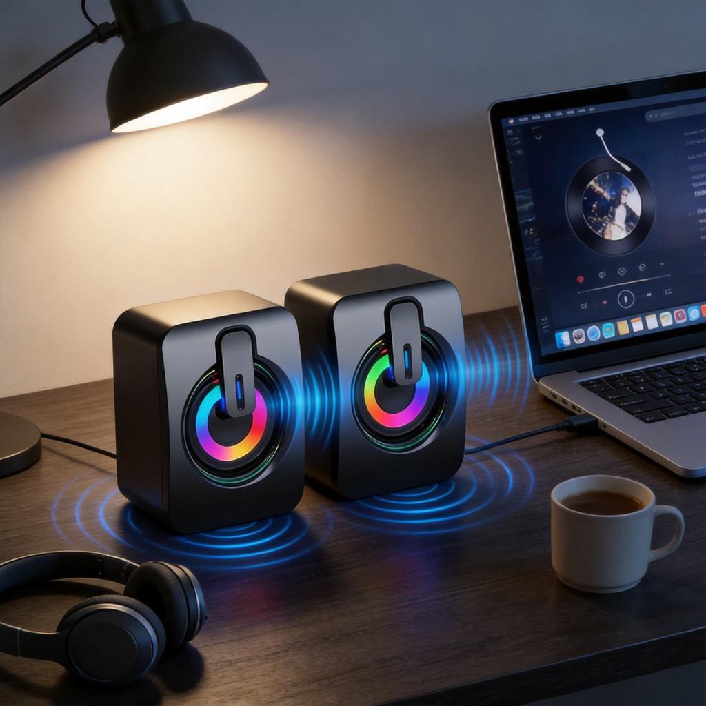 Computer Usb Speaker With 3.5mm Audio Jack For Home Office And Desktop Use