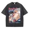 Vintage Washed Dandadan Japanese Anime T-shirt Men Women Harajuku Cartoon Short Sleeve Oversized T Shirts