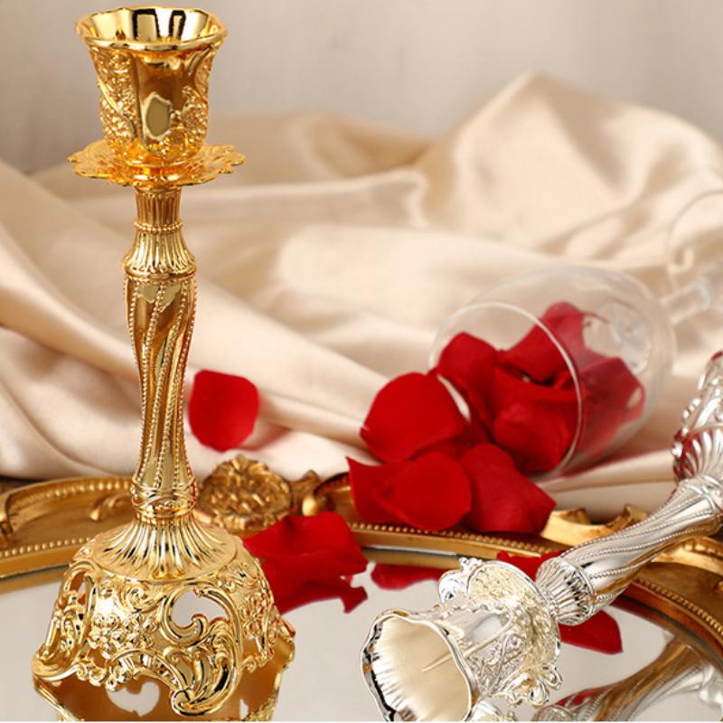 Retro Candlestick European Classical Relief Sculpture Luxury Candle Holder Home Decor Wedding Dinning Table Banquet Ornaments
