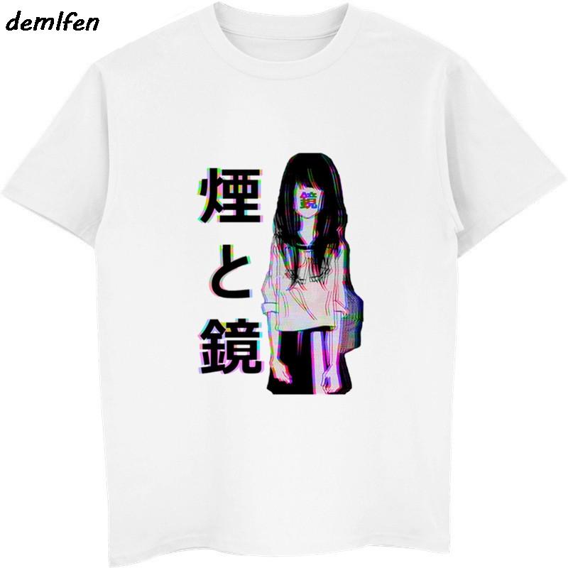 2019 Unisex Short Sleeve T Shirt Sad Girl Retro Japanese Anime Vaporwave Funny Clothes Novelty Hip Hop Tees Tops Harajuku Tshirt
