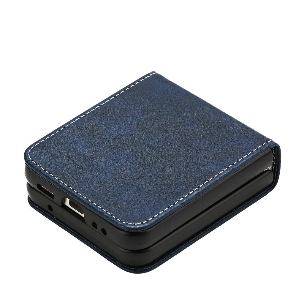 Applicable To Samsung Z Flip6 Mobile Phone Case Z Flip5 Simple Solid Color Calf Pattern Folding Protective Case Zflip4
