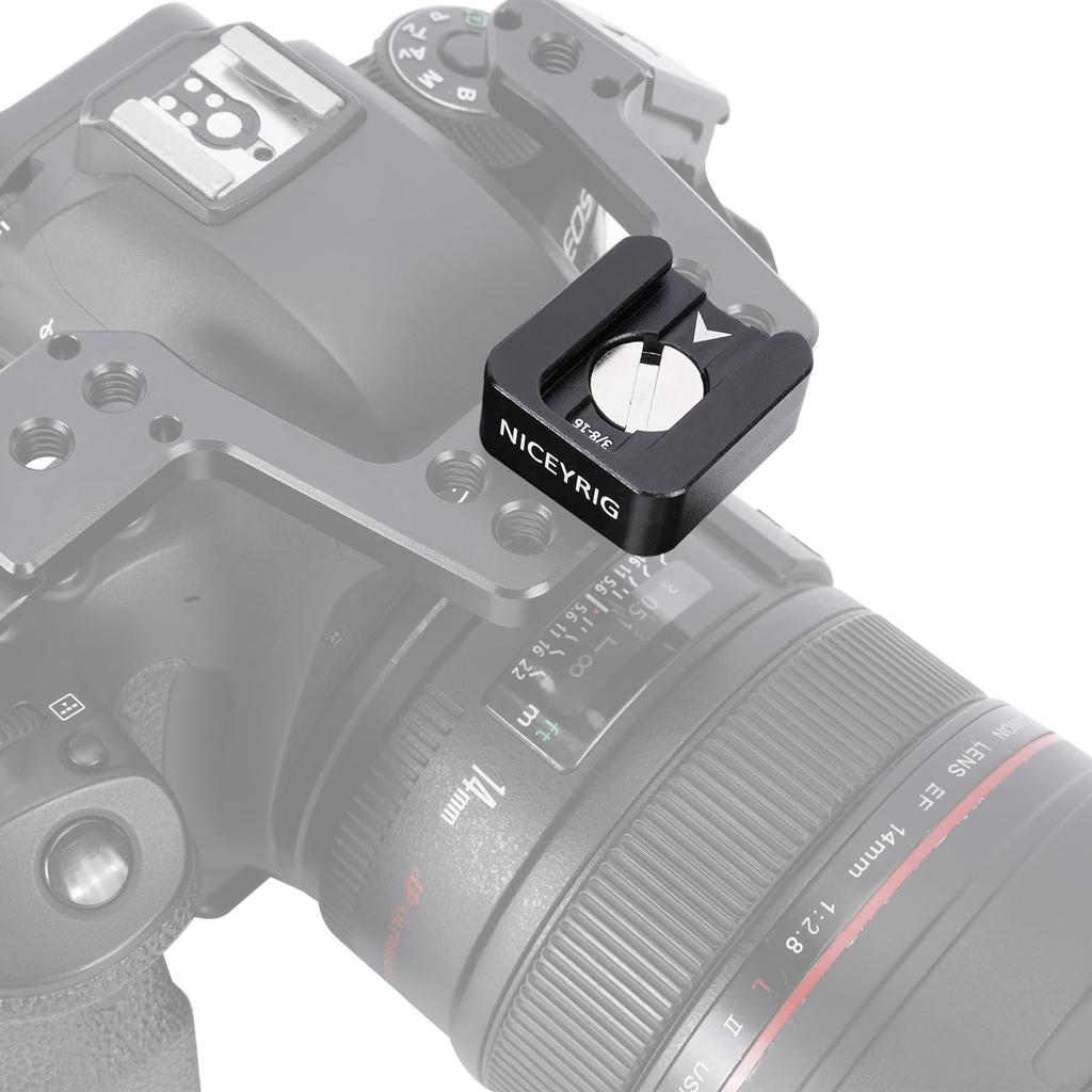 NICEYRIG Cold Shoe Mount of Detachable Locating Compatible with and Lightweight Camera Photography Accessory (Set 2), Pins, 1/4" 3/8" Cameras,