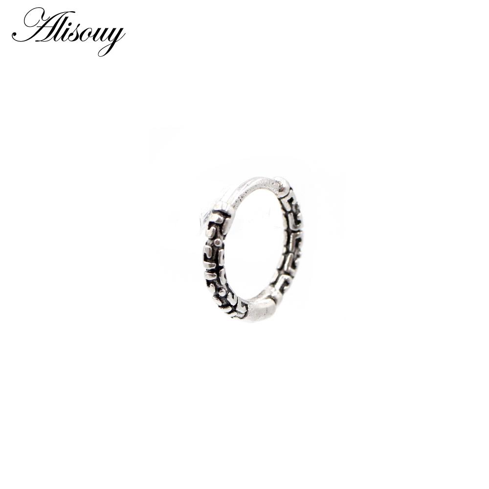 Alisouy 1 Stück Punk Gothic Twist Blatt Knochen Edelstahl Einfache Runde Kreis Creolen Rock Roll Herren Frauen Hip Hop Schmuck
