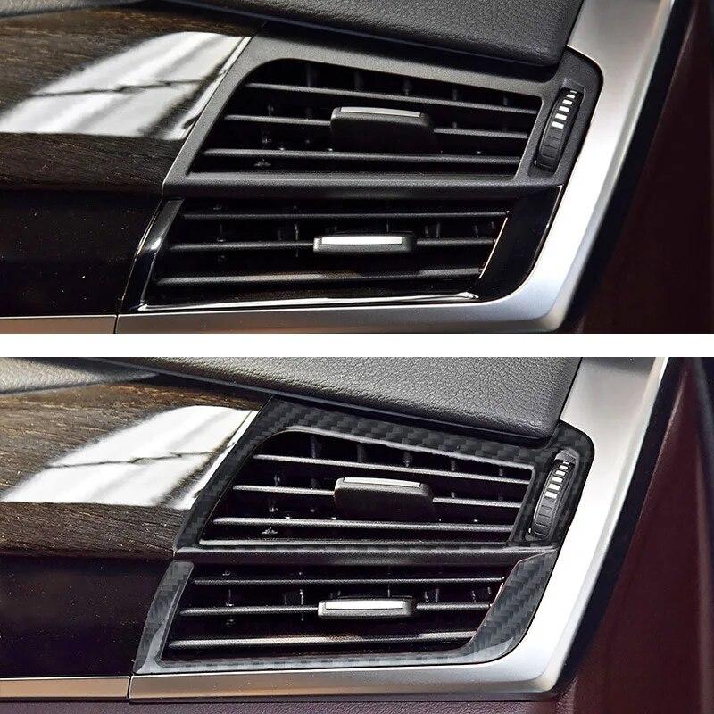 4Pcs Carbon Fiber Car Interior Center Control Air Conditioner Outlet Frame Cover Stickers Auto Accessories For BMW X5 F15 X6 F16