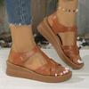 Fashion Fashion Cross Strap Open Toe Sandals Women New Buckle Med Heel Wedge Sandals Female Summer Non-Slip Pu Leather Sandalias Mujer