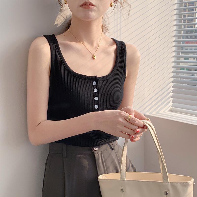 Pure Cotton Button Suspender Vest for Women In Summer Wear New Slim Fit and Slim Inner Top