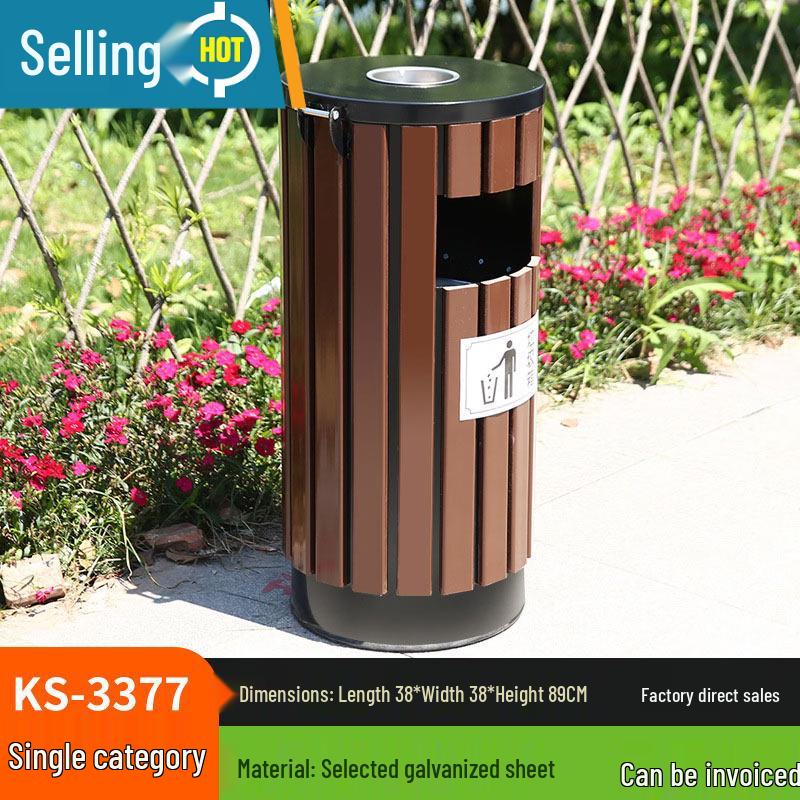 Outdoor Stainless Steel Dual-Compartment Waste Bin