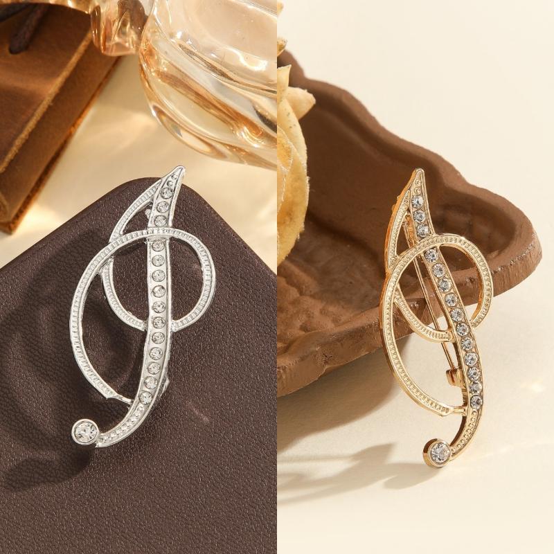 2Pcs  Full  Encrusted Gold And Silver Alphabet Letter Brooches Pins Minimalist Clothing Jewelry Accessory