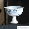 Porcelain Hand Painted Yingchun Cup Antique Porcelain Gray Glaze Teacup High Leg Wide Mouth Tea Cup Kung Fu Single Bowl