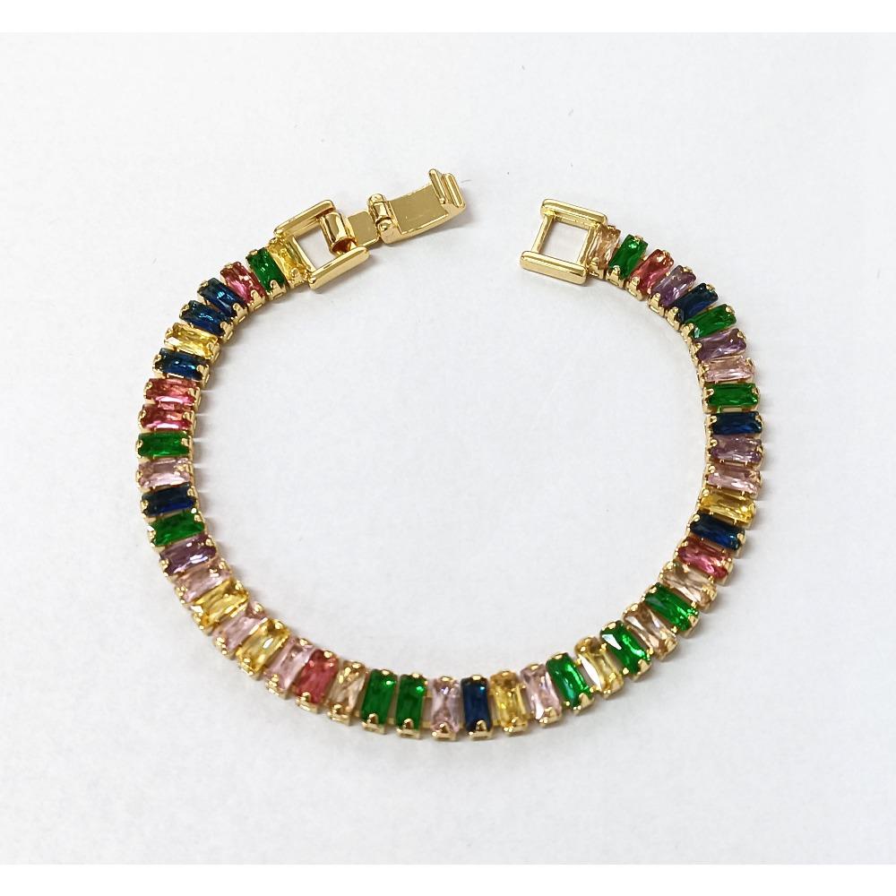 Bracelet femme, électroplaqué à la mode, élégant zircon carré sept couleurs, bracelet