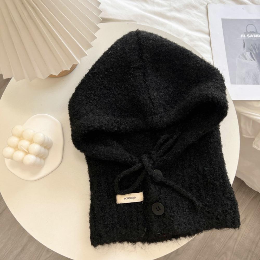 Thicken Knitted Balaclava Drawstring Skull Cap Beanie Korean Style Winter Hat Women Girl