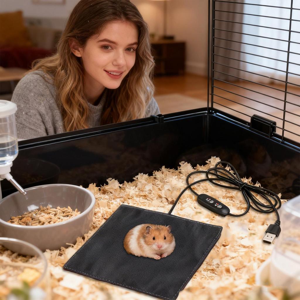 Animal Heating Pad USB Charging Smooth Warm Mat Heated Pet Mat For Birds Hamsters Indoor Outdoor Home Winter Cold Weather Travel