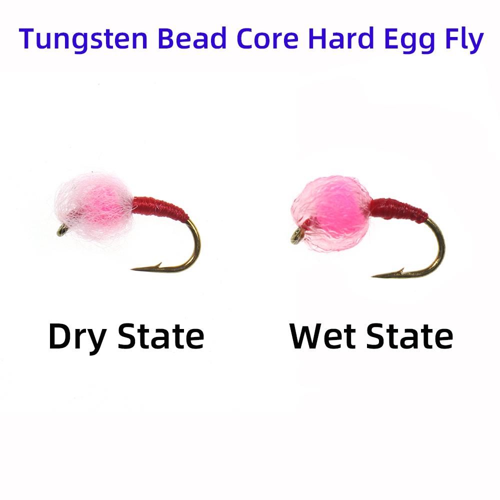 5pcs 10 Pcs/box Translucent Tungsten Bead Core Hard Egg Fly Glo Bug Fly Fishing Flies Lures Size 12#