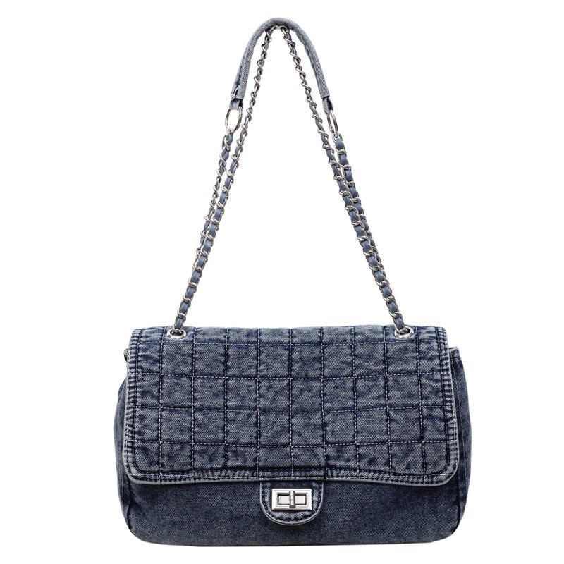 Damen Denim-Tragetasche Mode 2025: Vielseitige Ketten-Schultertasche mit großem Fassungsvermögen