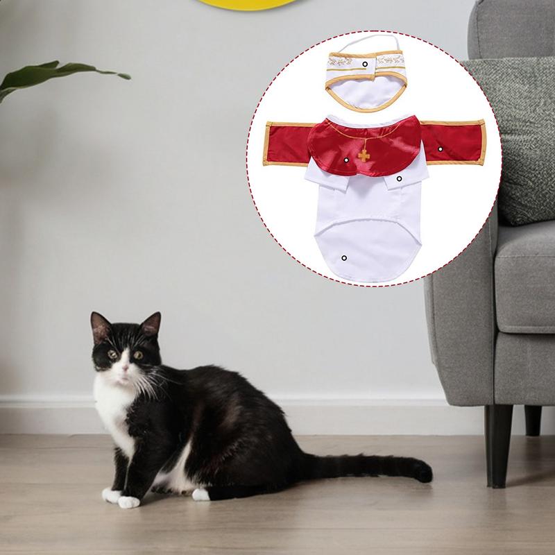 Dog Pope Costume Dog Robe Hat Costume Funny Cute Puppy Apparel For Holidays Events Festival Entertainment Performance Cosplay