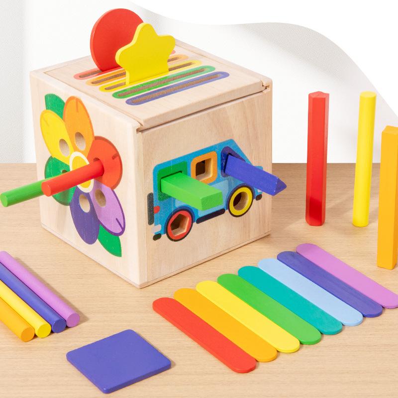 Wooden Montessori Shape Color Sorting Matching Game Ideal For Toddler 5 In 1 Fine Motor Developmental Sensory Toy Party Christmas Gift