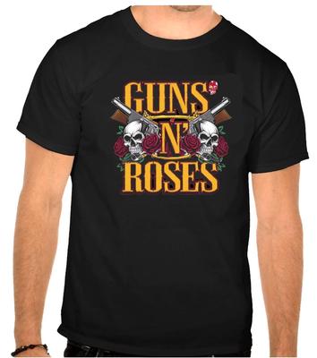 GUNS AND ROSES Rockmusik Logo Schwarzes T-Shirt -1366-
