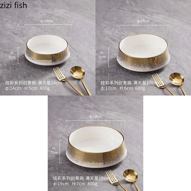 Creative Circular Ceramic Bowl Thick Soup Bowl Dessert Bowl Pasta Bowls Salad Bowls Fruit Bowls Restaurant Specialty Tableware