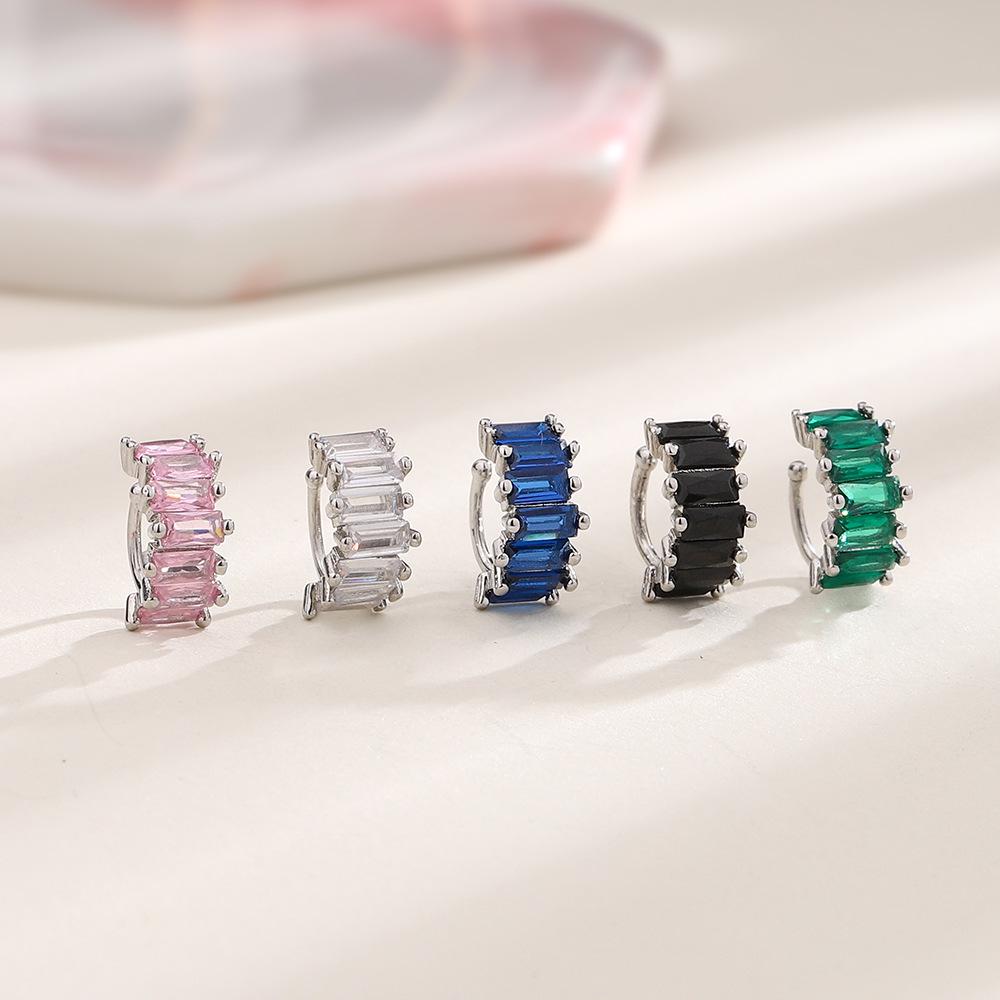 Bunte Cubic Zirkonia Clip-Ohrringe: Schwarze, Grüne und Rosa Diamant-Ohrclips für nicht durchstochene Ohren