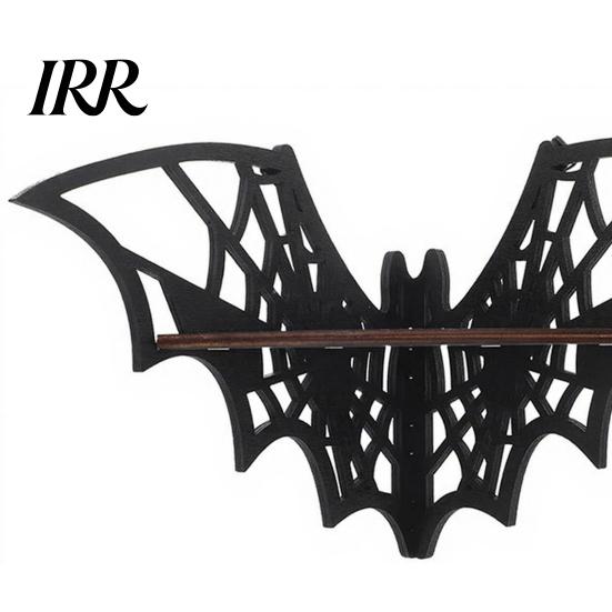 Small Floating Rack Halloween Bat Corner Shelf, Decorative Wooden Wall Mount Display Unique Storage Spiderweb Design Gothic for Home, Bedroom, Kitchen