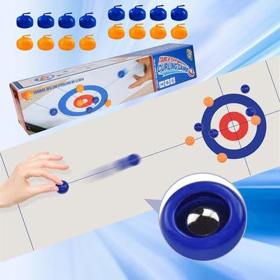 Kompaktes Curling Familienspiele mit 8/16 Tisch-Curlingsteinen Kompaktes Curling Brettspiel Sport Party Spiel Ausrüstung für Alter 6+