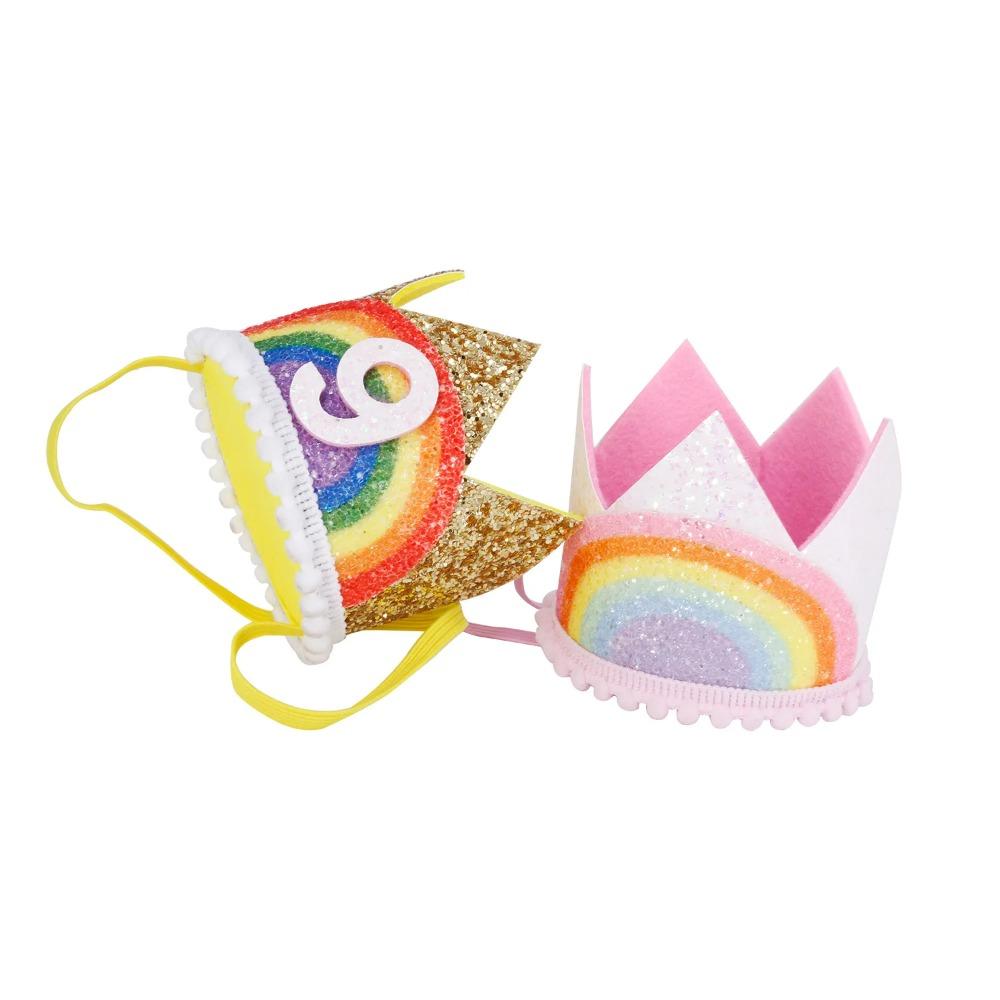Newborn Baby Rainbow Crown Lace Princess Cute Hairband Headband Baby Infant Boys Girls Birthday Party Show Photo Headdress Gift