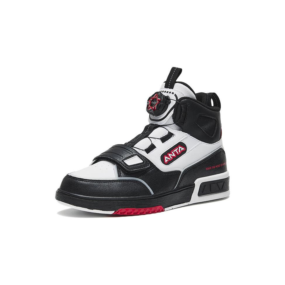 Anta Kids Trendy Fashion Professional Skate High-Top Sneakers Kids Sneakers Black White 312248022-2