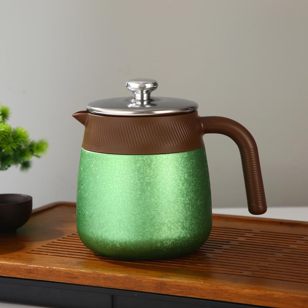 Retro Titanium-Coated Large Capacity Stewing Teapot with Water Separation & Portable Handle for Home Use