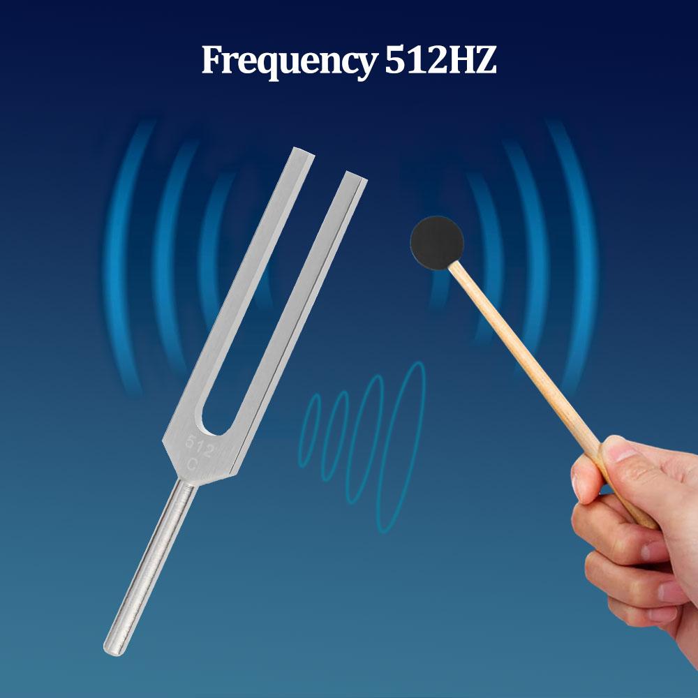 512Hz Tuning Fork Aluminum Alloy Tuning Fork For Sound Healing Meditation with Velvet Bag Hammer & Cleaning Cloth