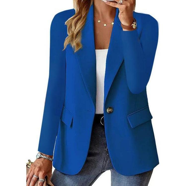 Trendy Elegant Women's Casual Oversized Blazer Jacket Business Suit Coat Solid Button Lapel Long Sleeve Loose Outwear