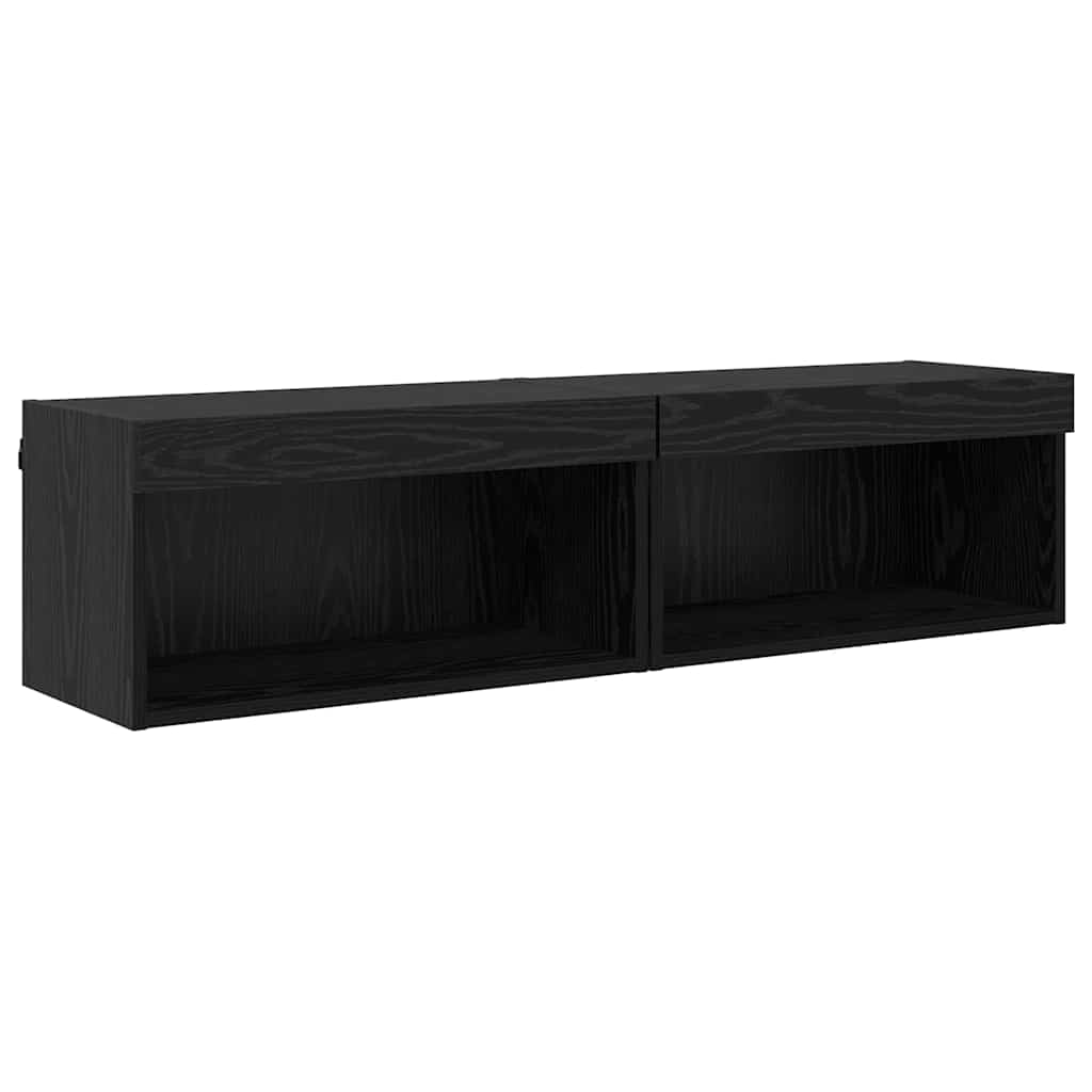 2 Piece TV Cabinet Set Black Oak Effect 60 x 30 x 30 cm