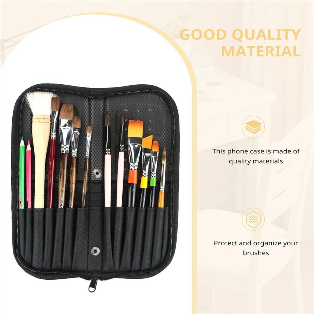 BHBL 38Cm Artist Paint Brush Holder Zippered Brush Case for Oil Acrylic Watercolor Brush Breathable Painting Kit