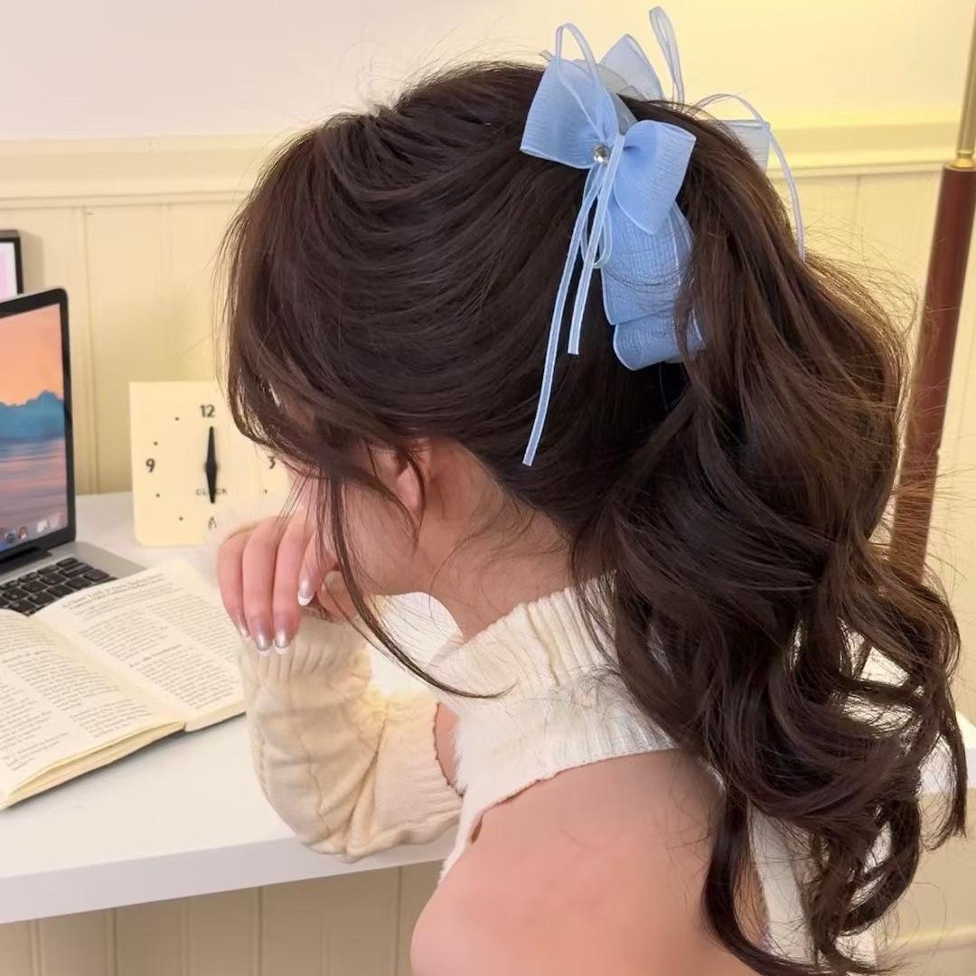 Super Fairy Multi-Layer Mesh Bow Banana Clip for High Ponytail – Full Head Coverage