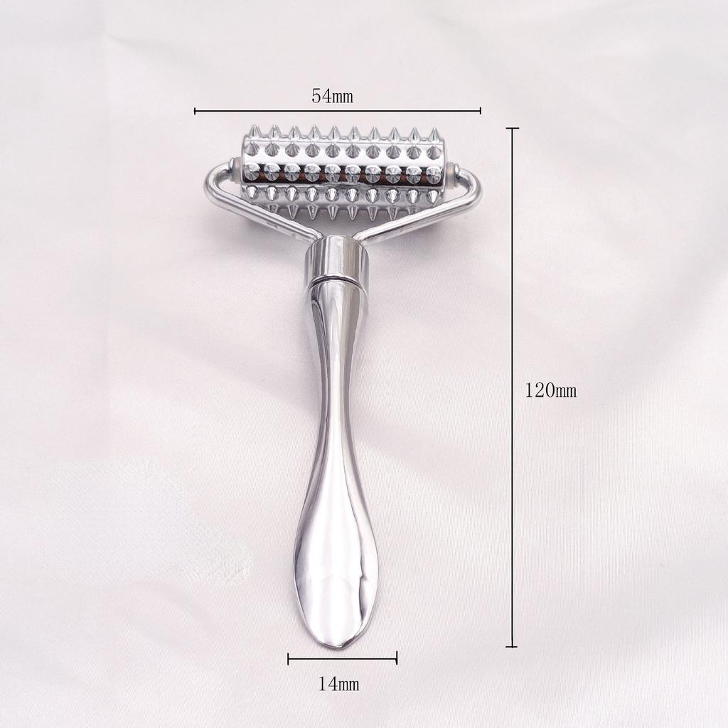 Stainless steel pointed roller spatula massage ball stone face roller massager to improve neck facial beauty skin care tool