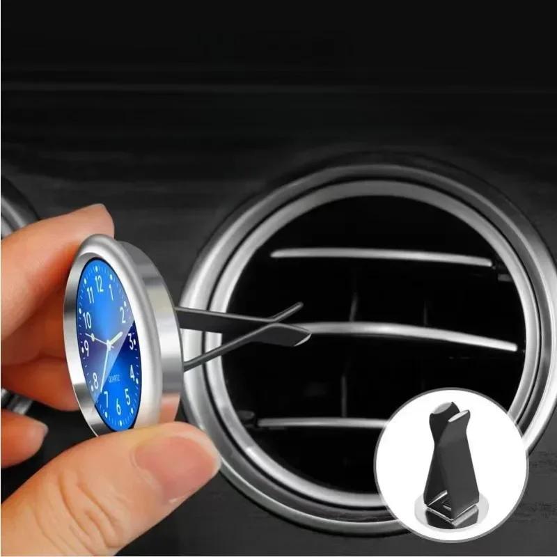 40mm Mini Car Clock Luminous Automobiles Internal Stick-On Digital Watch  Mechanics Quartz Clocks Ornament Car Interior Decor