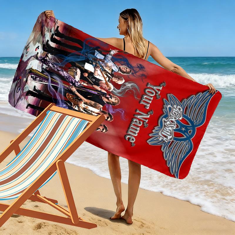 Name Custom Band Poster Aerosmith Print Beach Towel, Large Soft Quick Dry Towel for Beach Camping Swimming