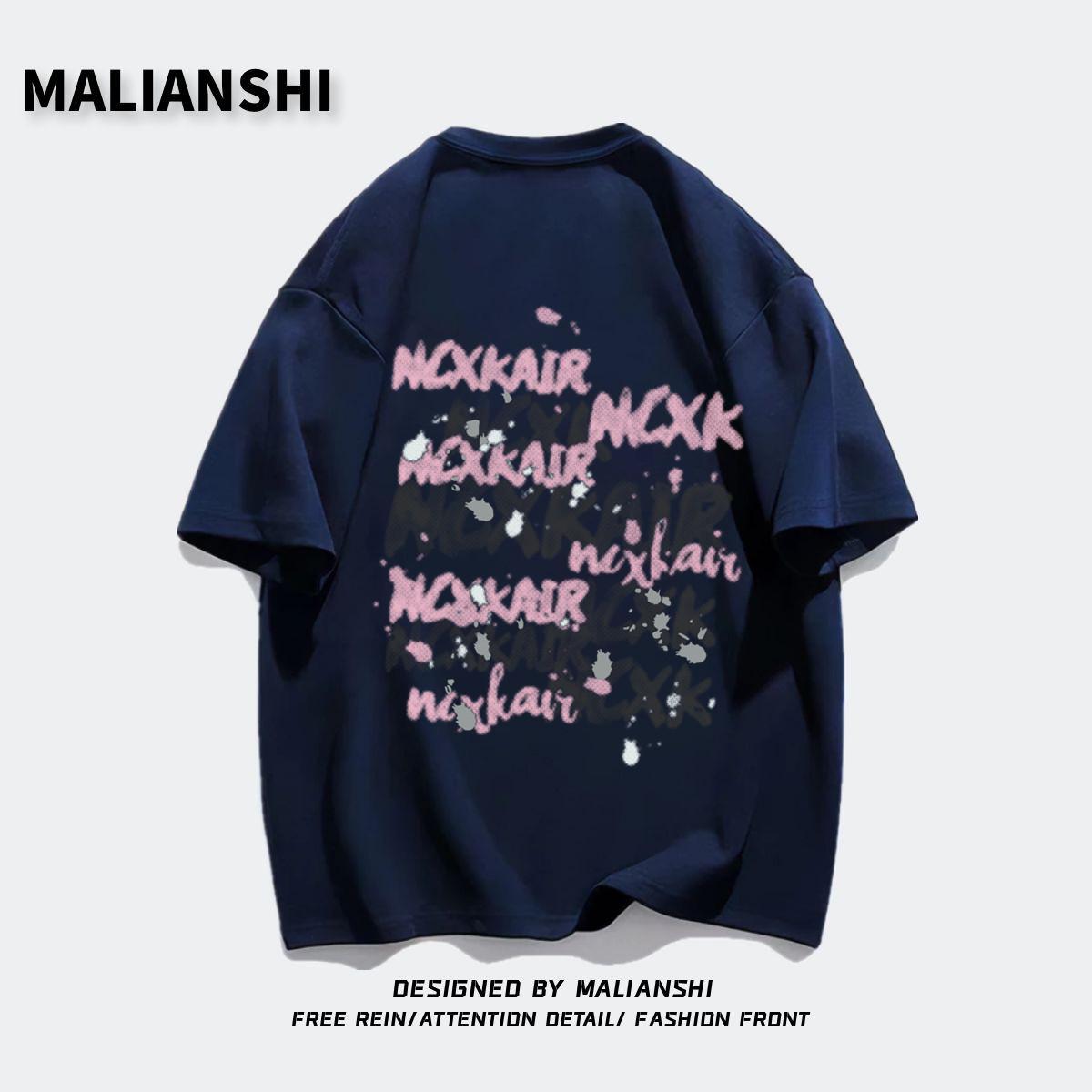 

Ретро Американская Хлопковая Футболка Большого Размера для Женщин - Свободный Летний Топ с Коротким Рукавом XL (116-130 lbs) темно-синий