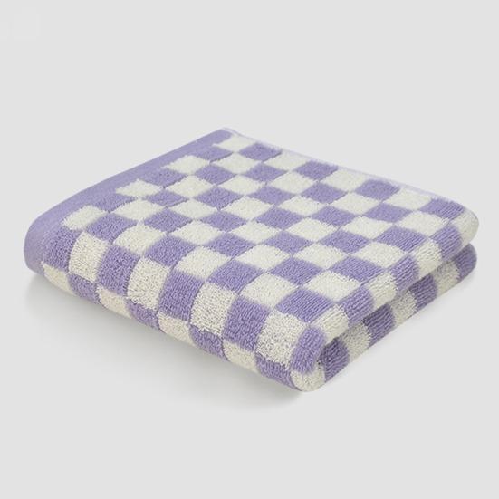 Pure Cotton Hand Towel Plaid Print Lightweight Water Absorbent Decorative Towel Gym Quick-Dry Washcloth