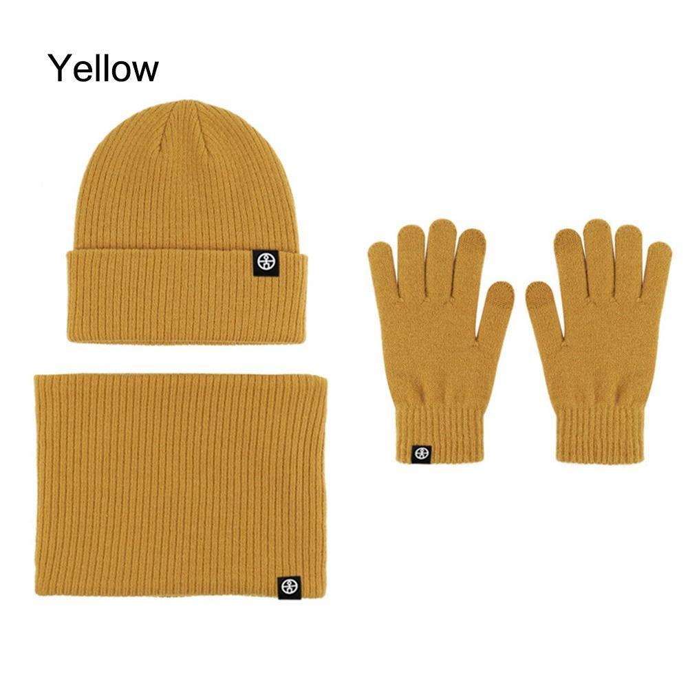 

Повседневная шапка-бини, шарф, перчатки, мягкий шарф для шеи, модные перчатки с сенсорным экраном для женщин и мужчин Yellow