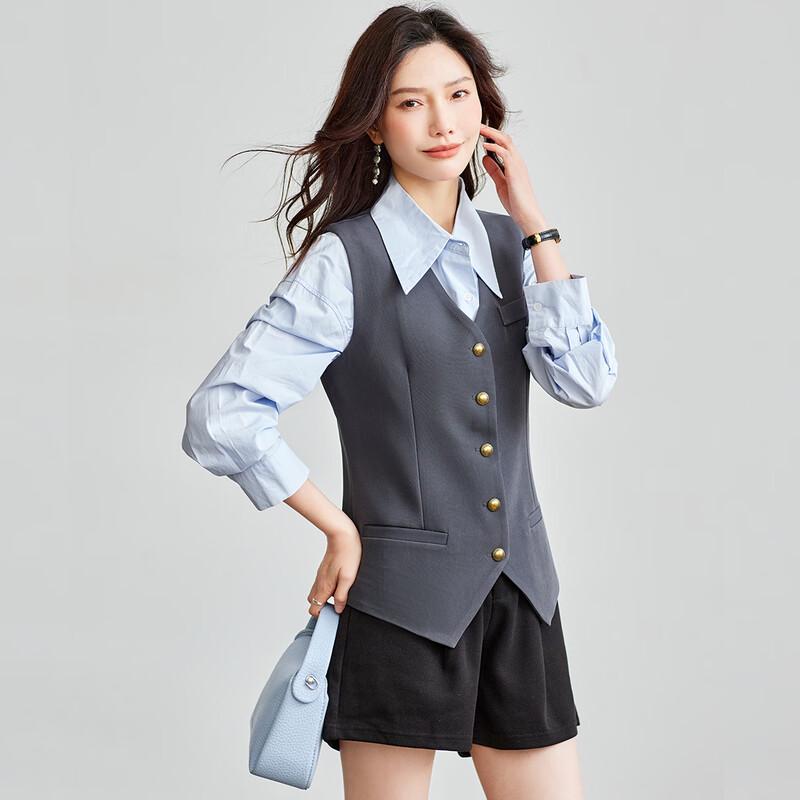 TERRE BLEUE Women's Casual Suit Vest