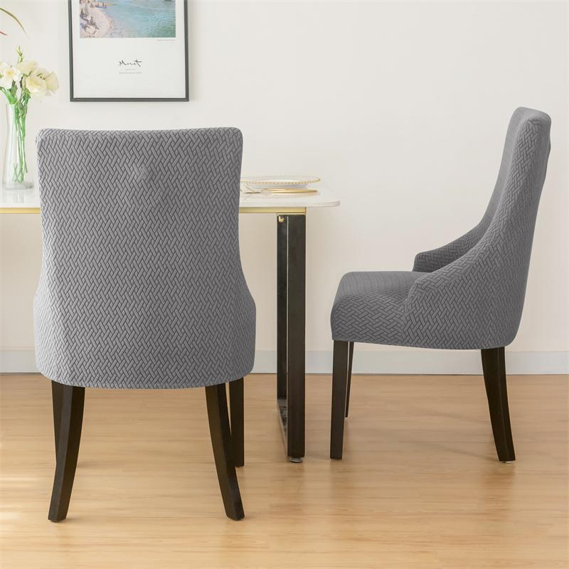 Jacquard Dining Chair Covers Elastic High Back Sloping Chair Cover Strech Accent Wedding Chairs Seat Slipcover for Home Party