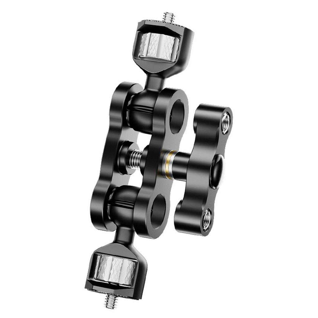Metal Mount Arm 360 Degree Rotation Double Ballheads 1/4in Screw Mount for Camera and Lighting Equipment