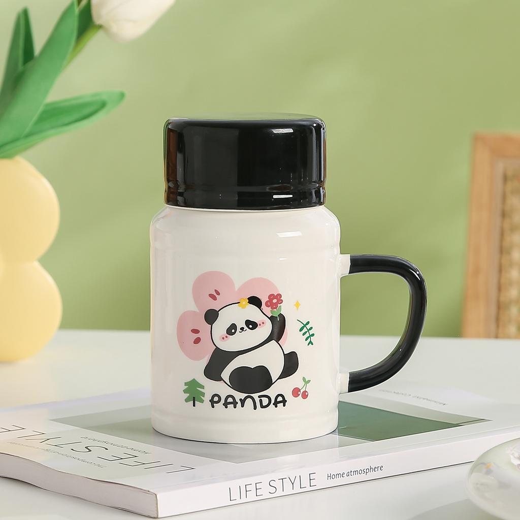 Panda Mug High Precision Cartoon Ceramic Cup with Lid for Boys and Girls' Souvenir Wedding Gift