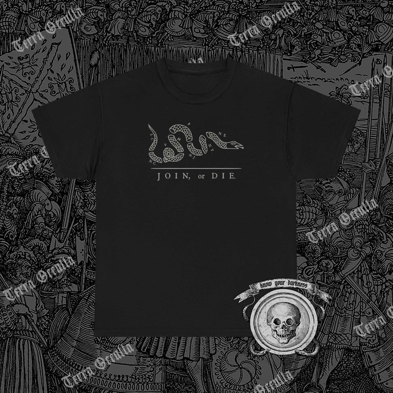 Join or Die Shirt, Benjamin Franklin, Serpent, History, Political XL