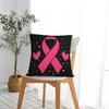 Breast Cancer Awareness Ribbon Square Pillow Case Cushion Cover Awesome Zippered Decorative Pillowcover for Home 18x18