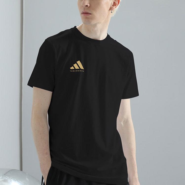 Adidas Printed Logo Breathable Lightweight Quick-Dry Round Neck Short Sleeve T-Shirt Unisex Tops Black ADICLTS24CTK-BG