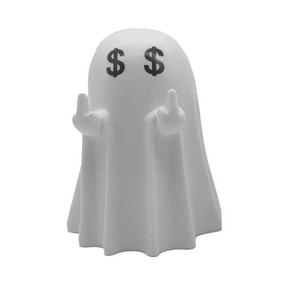 Halloween Ghost Figurine Middle Finger Ghost Ornament Resin Flip The Bird Ghost Statue for Desk Home Office Bathroom