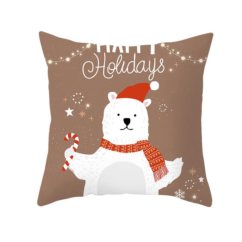 Cartoon Christmas Peach Skin Pillow Cover New Sofa Cushion Cover Square Cushion Pillow Cover