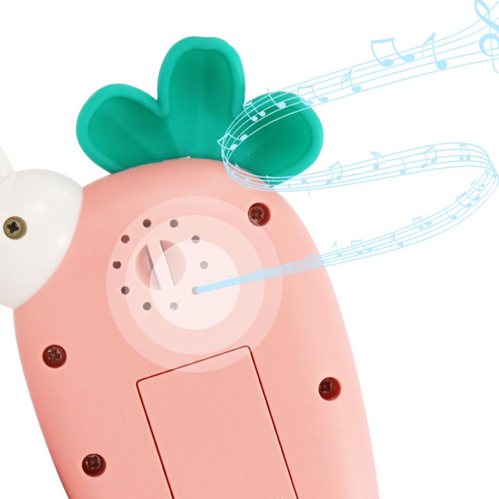 Creative Cartoon Rabbit Carrot Simulation Music Phone Toys Silicone Can Chew Mobile Phones Baby Education Learning Props Gifts